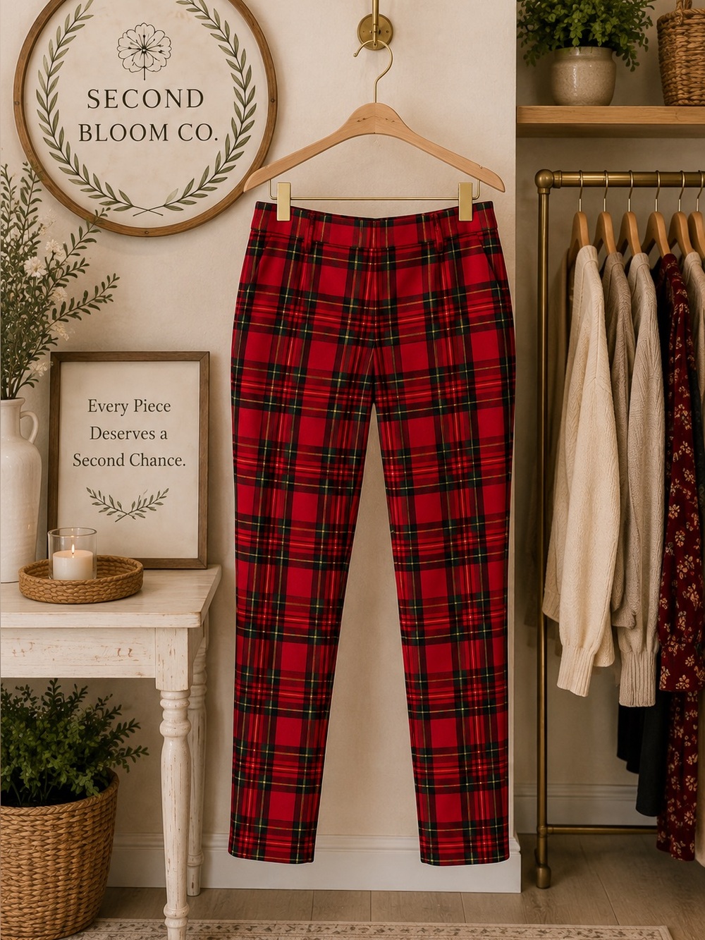 J.Crew Winnie Pant Size 6 Red Tartan Plaid Slim Ankle Pants Holiday - Picture 4 of 6